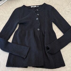 Vince Black Button-Front Knit Cardigan